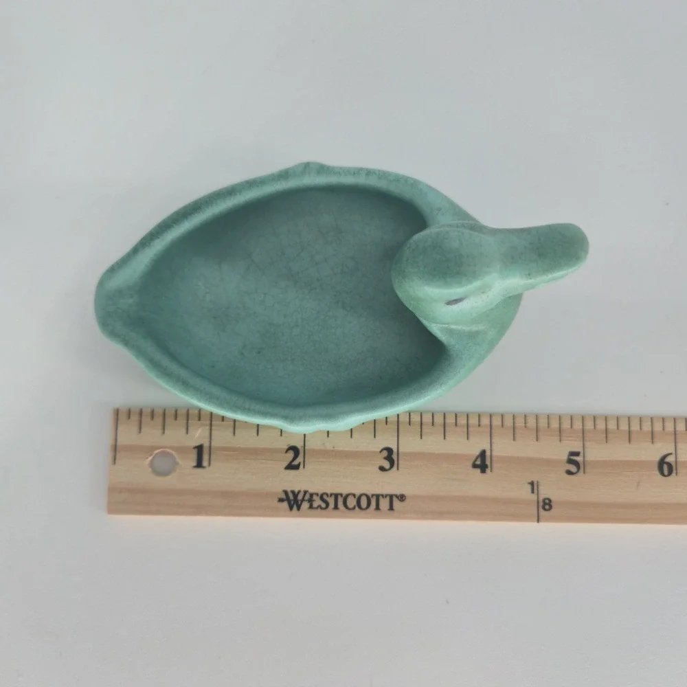 Weller Pottery Duck Pin Tray Turquoise Green Art Pottery 1930s Signed Vintage